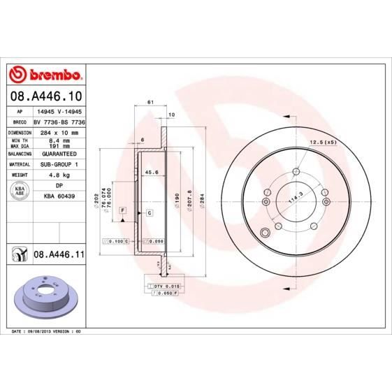 JEU DE DISQUES BREMBO 08.A446.11