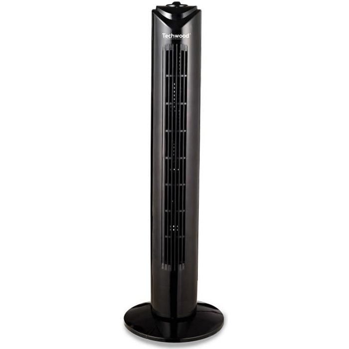 TECHWOOD Ventilateur colonne - Hauteur 80 cm - 45 watts - 3 vitesses - Oscillant - Minuterie - Noir