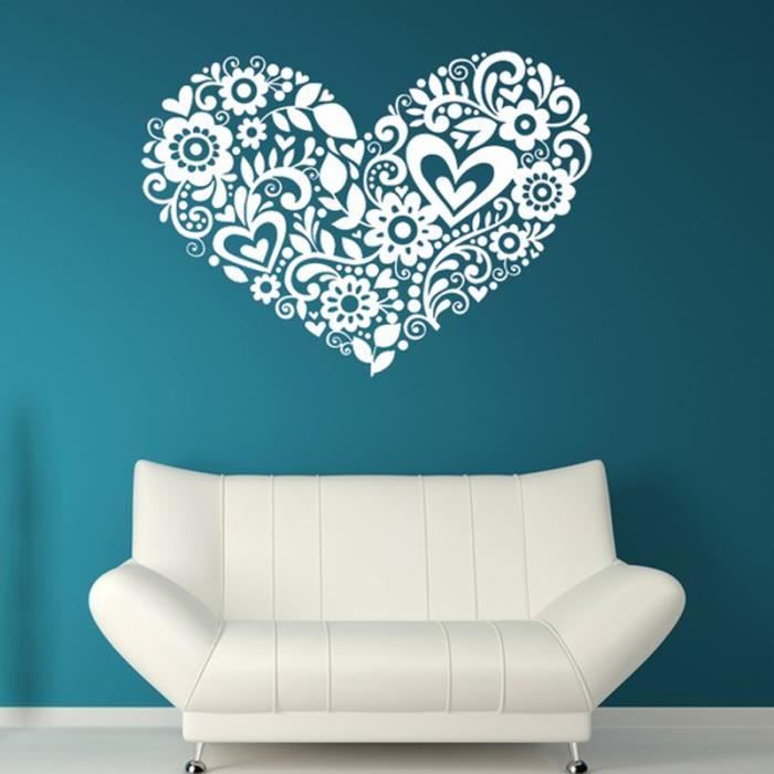 Blanc En forme de coeur Stickers muraux pour Chambre à ...