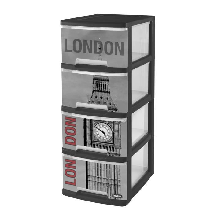 CURVER LONDON Tour de rangement 4 tiroirs A4 10 L avec roulettes rouge - Achat / Vente tour de ...