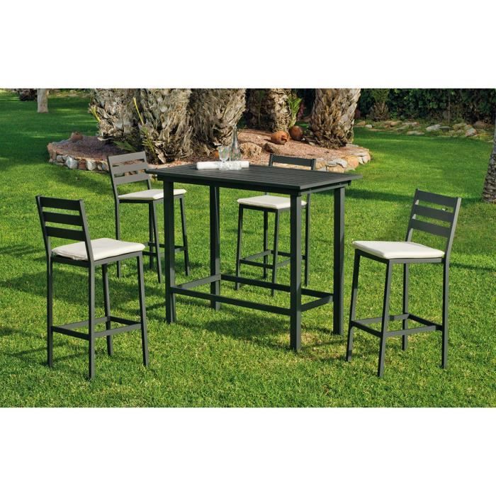 Table Bar4 Jardin Ensemble Anthracite Chaises 1 De Galicia Hautes rdhQCts