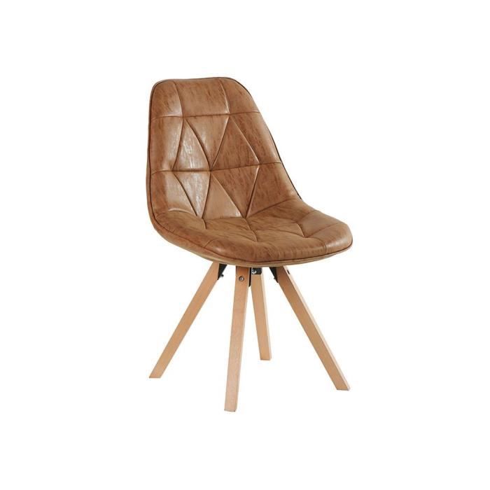 Chaise scandinave capitonnée havane MAYA - Achat / Vente ...