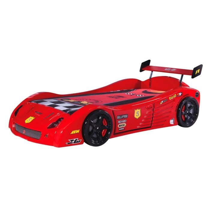 lit voiture garçon v5, lit enfant 90x190 (rouge) - achat / vente