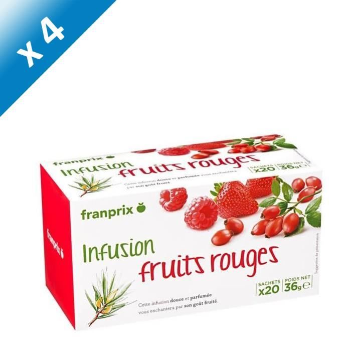 FRANPRIX Lot de 20 sachets d'Infusion aux Fruits Rouges - 36 g x4