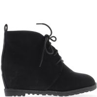 BOTTINE Bottines noires à talon de 7cm aspect cuir retourn BOTTINE Bottines noires à talon de 7cm aspect cuir retourn