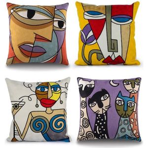 HOUSSE DE COUSSIN Top Finel 4 Pcs Housses de Coussin Broderie Picass