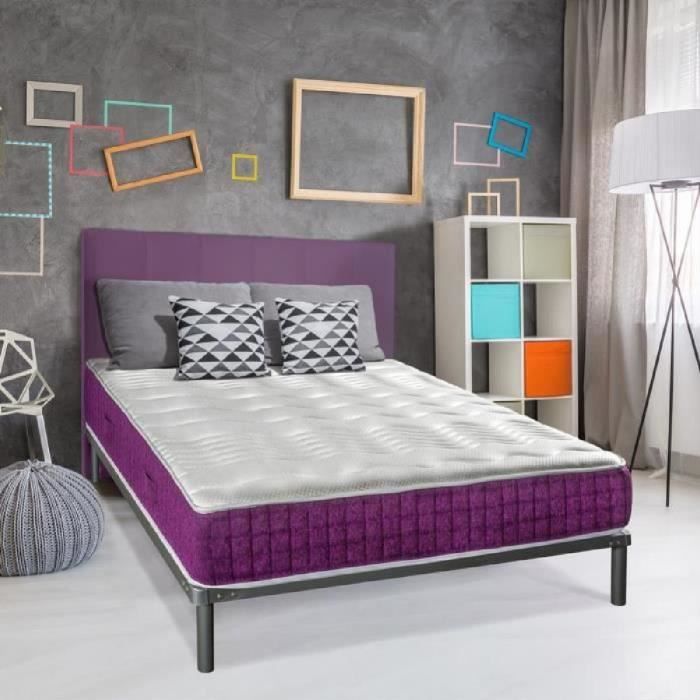 OLYMPEE LITERI Matelas + sommier 160x200 - Mousse 28kg/m3 + mémoire de forme 55kg/m3 - Ferme - EUDIMONIE