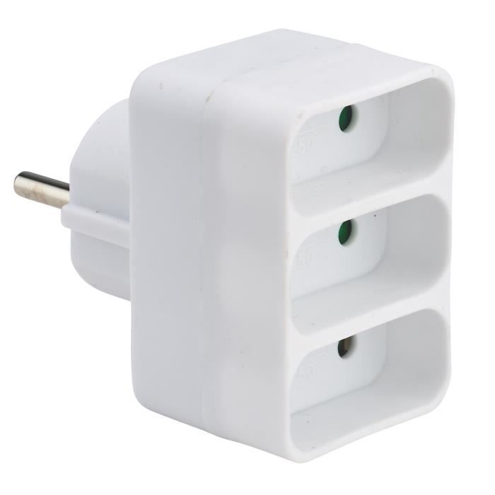 DEBFLEX Prise triplite 2P 6 A en façade blanc