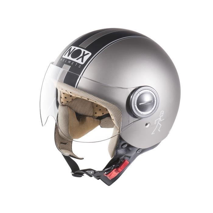 Casque Nox Jet N210 Noir Gris Mat Achat Vente Casque Moto