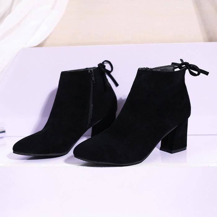 femmes bottes talon carré bottines à lacets martin talons bottes de