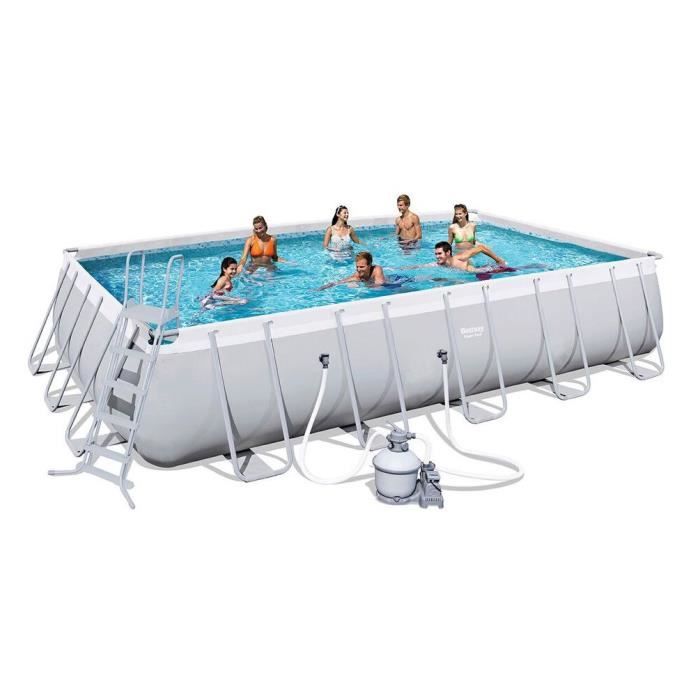BESTWAY Kit Piscine tubulaire rectangulaire Power Steel Frame avec filtre à sable - 6,71x3,66x1,32m