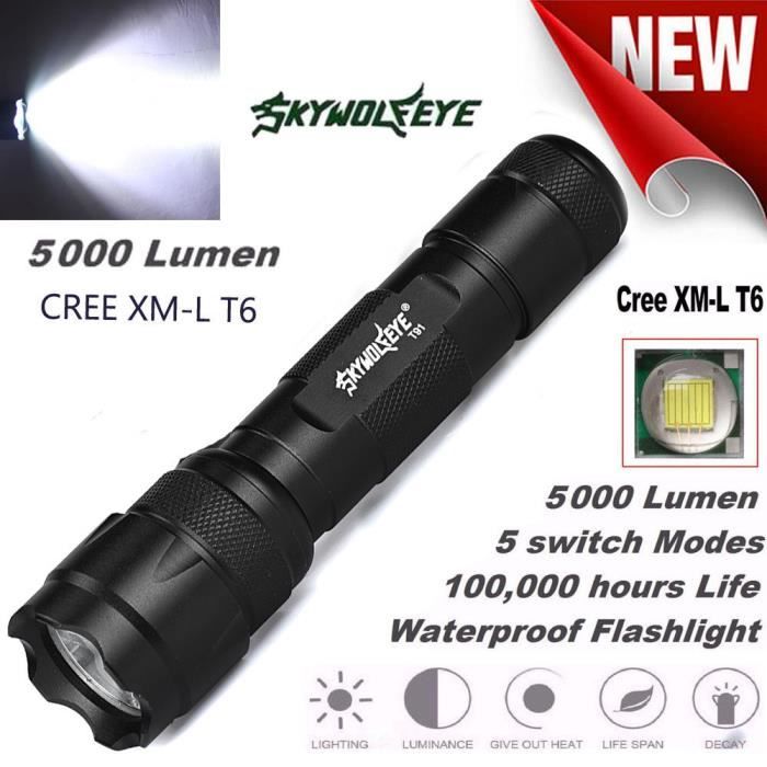 Lampe De Tactique La 5ty893 Xml 18650 Du Torche T6 Led Police IDH9WE2