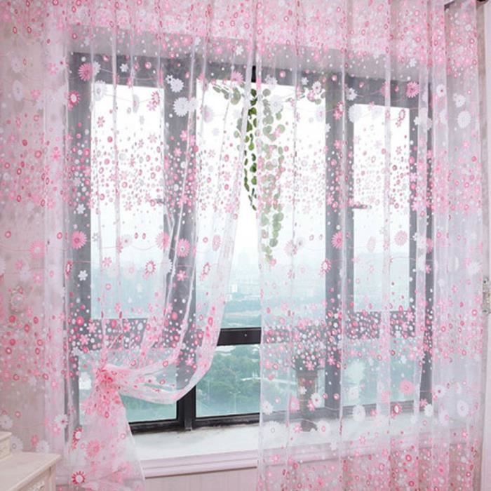 Rideaux Motifs floraux de Style campagne percé Tulle porte fenêtre ... Rideaux Motifs floraux de Style campagne percé Tulle porte fenêtre ...