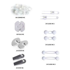 HAUCK Set de sécurité domestique : 4 bloque placard adhésifs, 2 bloque-placard ? glissi?re, 8 coins de table, 2 anti-pince doigts, 2