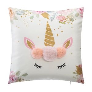 COUSSIN Coussin Licorne pompon 40x40 cm 40 X 40 Blanc