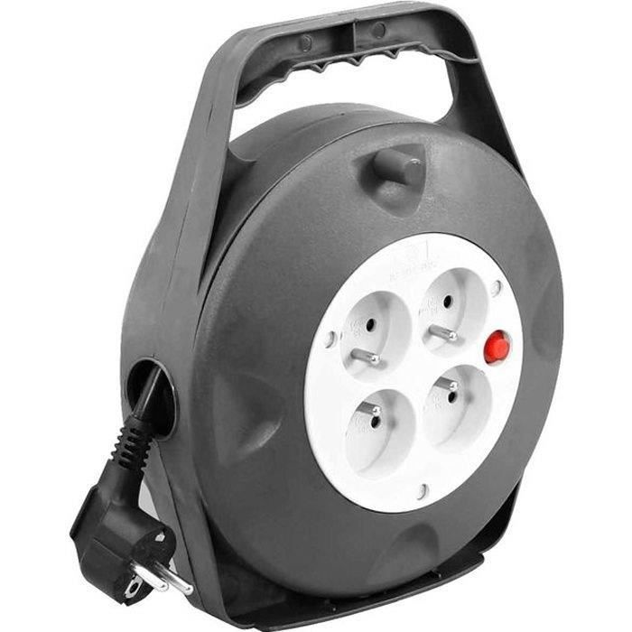 Enrouleur ménager électrique 10 m HO5VVF 4 prises 3G1,5
