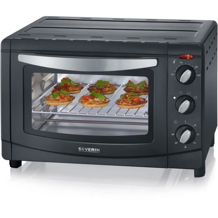 SEVERIN 9560 - Mini four - 1500 W - 20 L - Corps laqué résistant à la chaleur - noir-inox