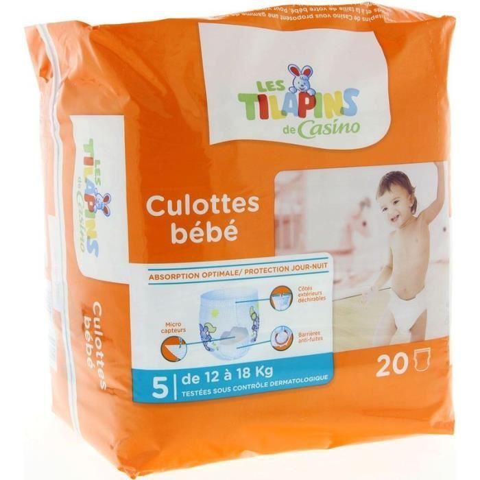 LES TILAPINS Culottes bébé Taille 5 - 12 à 18kg - 20 couches