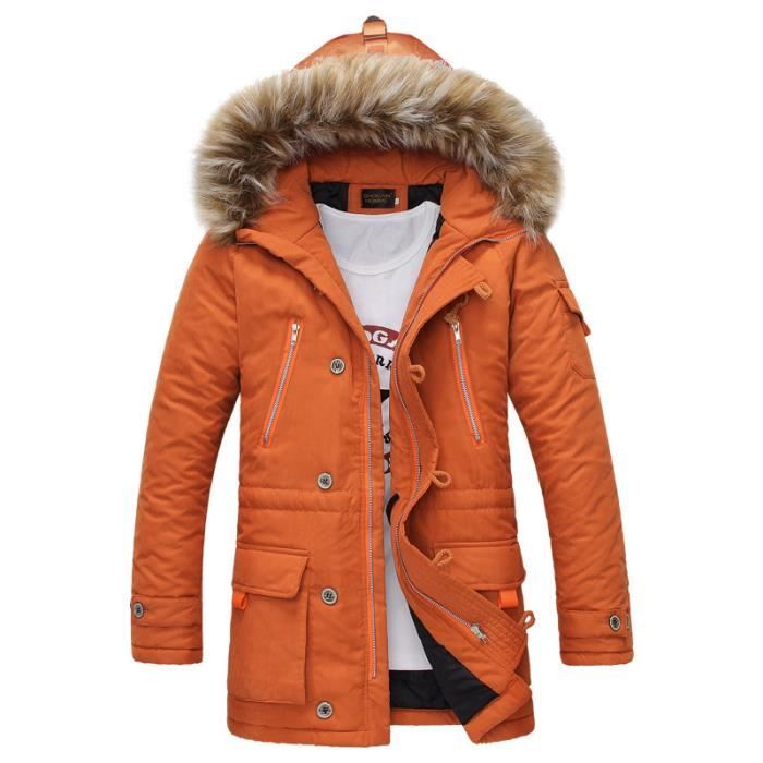 Verte Orange Fourrure De Col Homme Hoo Doudoune armee Épaississant qB68xCw