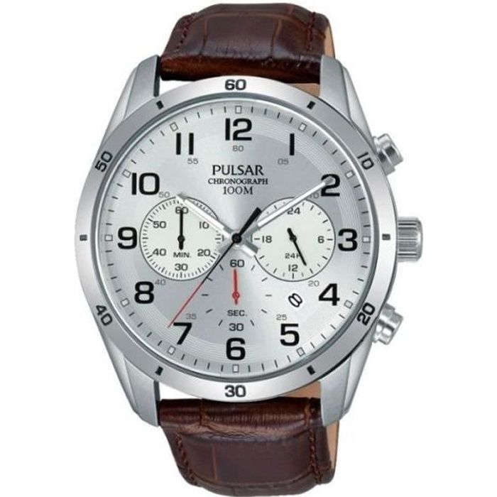 Pulsar Pt3817x1 Argentée Montre Sport Chronographe Et Modèle Homme Marron XwOPZiukT