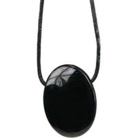 PIERRE VENDUE SEULE Pendentif pierre ovale percée - Tourmaline Noire PIERRE VENDUE SEULE Pendentif pierre ovale percée - Tourmaline Noire
