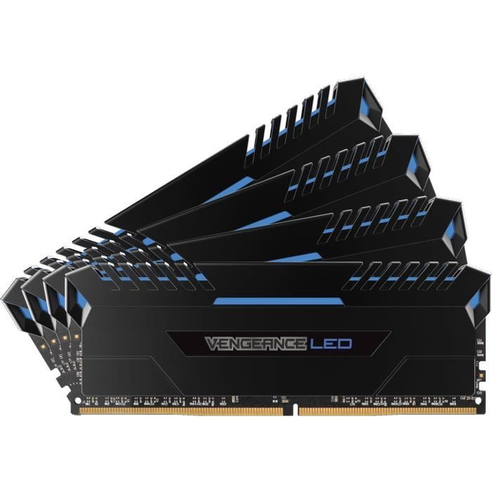 CORSAIR Mémoire PC Vengeance LED - DDR4 - Kit 64GB (4 x 16GB) - 3200 MHz - C16 CMU64GX4M4C3200C16B