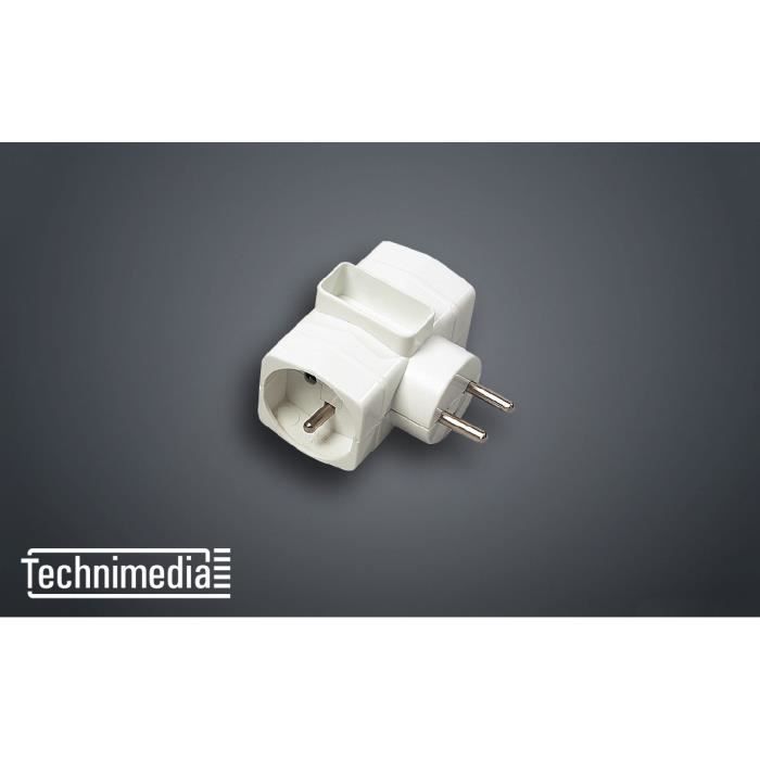 TECHNIMEDIA Prise Triplite 16 A 2x 2 P+T avec sécurité enfant