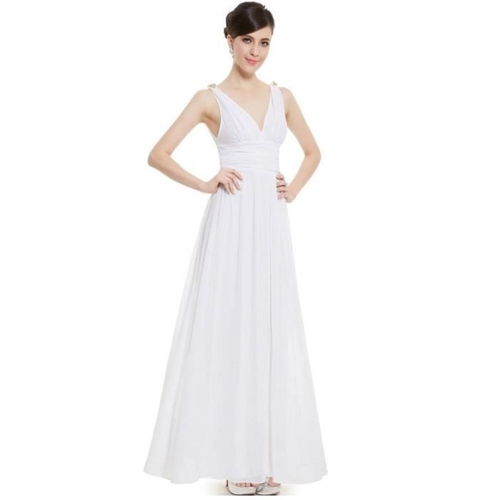 Mariage Longue Cocktail Robe Ceremonie V Blanche Soirée Col De 08XOPknw