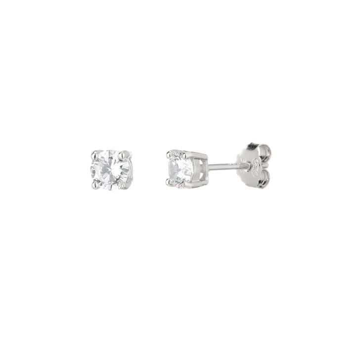 MONPLAISIR Boucles d'Oreilles Argent Fin 925/1000 Pierre 4 Griffes