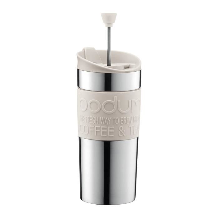 BODUM TRAVEL PRESS Mug à piston en inox double paroi 0.35 l Blanc Crème