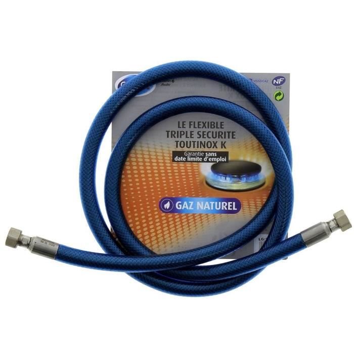 Tuyau flexible pour gaz naturel triple sécurité Vissinox à embouts mécaniques - 2 m