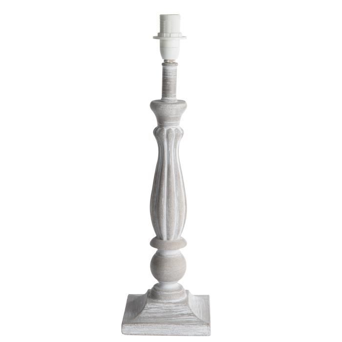 Lampe Bois Pied Coloris Cérusé De En 41cm Taupe Achat rBeCodxW