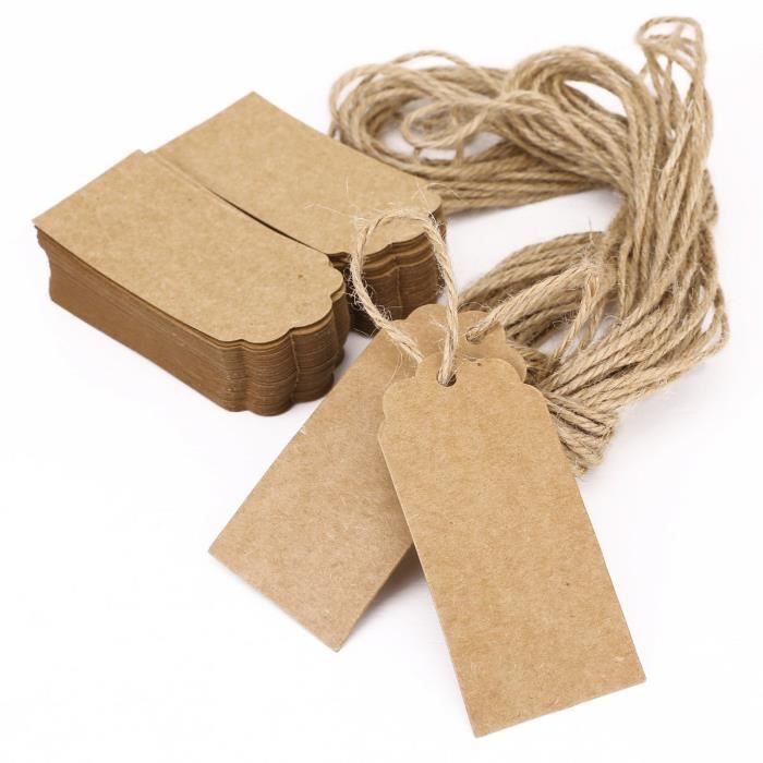 Lot De 50 étiquettes Cadeaux Noël En Kraft Avec Ficelle Jute - Pour Emballage Créatif Et Décoration