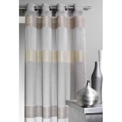 Voilage en organza rayure horizontale taupe Taupe 140 x 280 cm   Vendu