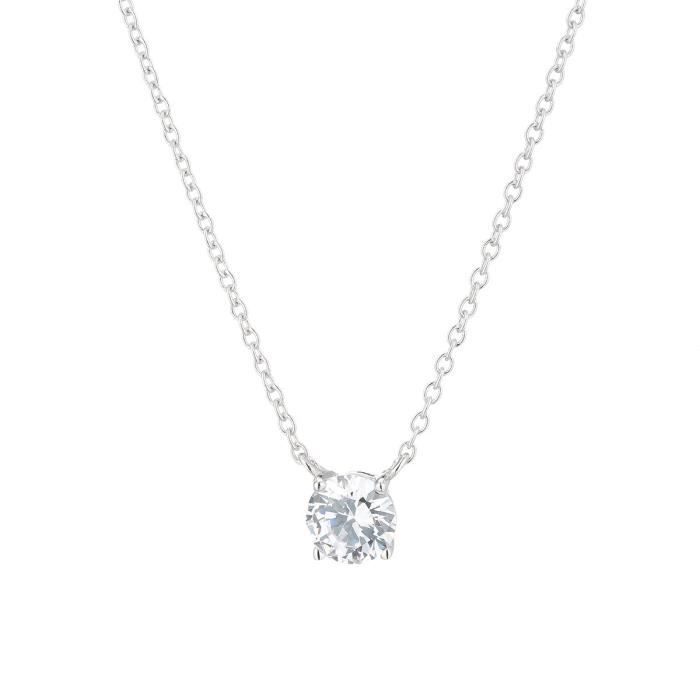 MONPLAISIR Collier Argent Fin 925/1000 Solitaire