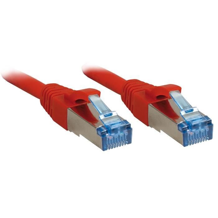 LINDY Câble réseau en cuivre - 6A S/FTP - LSOH - 500MHz - 1 m - Rouge
