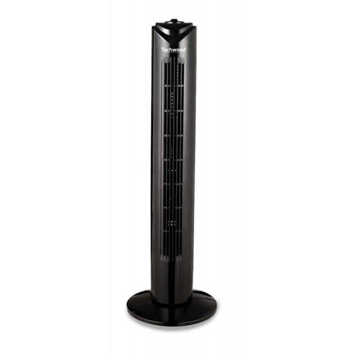 TECHWOOD Ventilateur colonne - Hauteur 83 cm - 45 watts - 3 vitesses - Oscillant - Minuterie - Télécommande - Noir