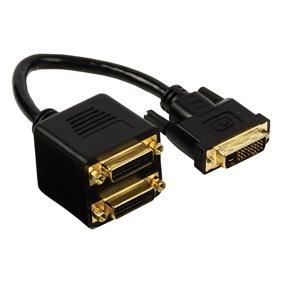 VALUELINE VGCP32950B02 Câble DVI-D 24+1p Mâle - 2x DVI-D 24 + 1 broches Femelle 0.20 m - Noir
