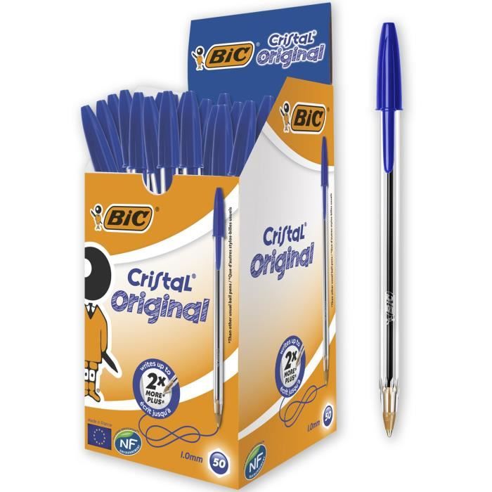 50 stylos-bille Bic Cristal coloris bleu