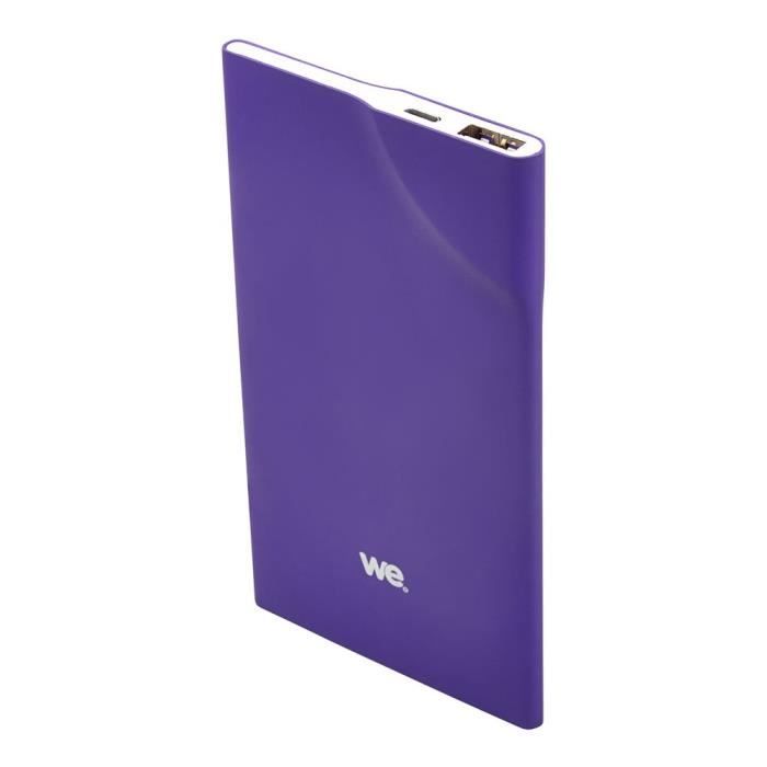 WE Batterie externe 3200mAh 1 port USB 1A - Bouton tactile - Violet