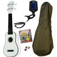 UKULÉLÉ PACK Ukulele Soprano Blanc 5 Accessoires Accordeur UKULÉLÉ PACK Ukulele Soprano Blanc 5 Accessoires Accordeur