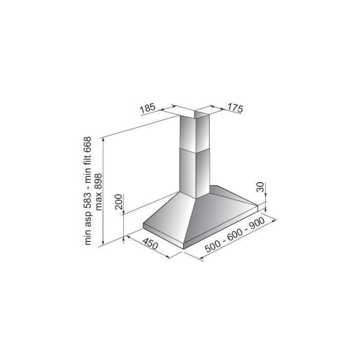 Hotte trapéze 90cm INOX SATINE1