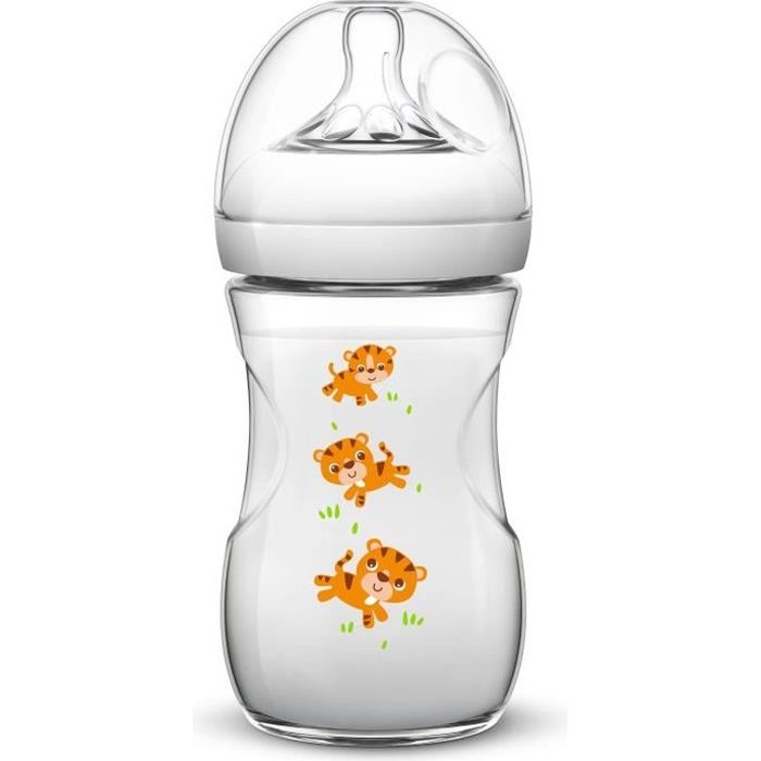 PHILIPS AVENT SCF627/20 Biberon Natural anti-coliques - 260 ml - Motif Bébés Tigre