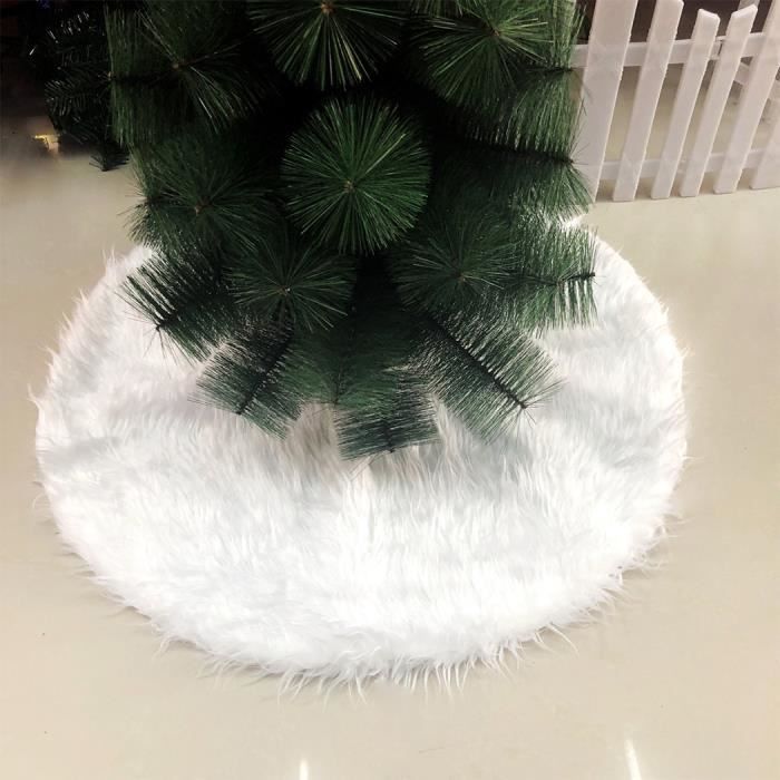Couvre,pied de Sapin de Noël Cache Pied Jupe Arbre de Noël Décoration IntérieurePeluche Longue Blanche Pure Diamètre 78cm