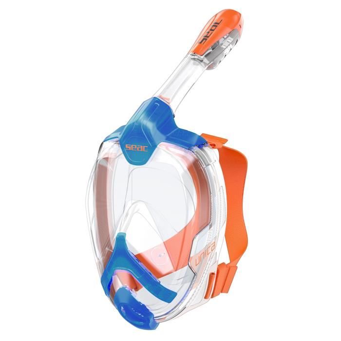 SEAC Masque de plongée intégral Unica - Taille L/XL - Bleu et orange