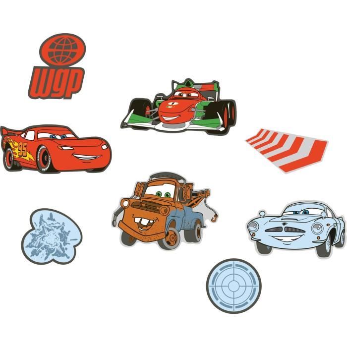 CARS 2 Lot de 24 stickers mousse 7,8x9,1 cm - 14,7x11,7 cm