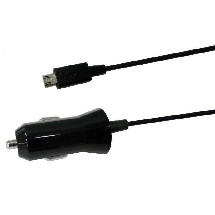 M500 Chargeur allume cigare MICRO USB avec câble renforcé non séparé 1,2 m + prise allume USB 2,4 A
