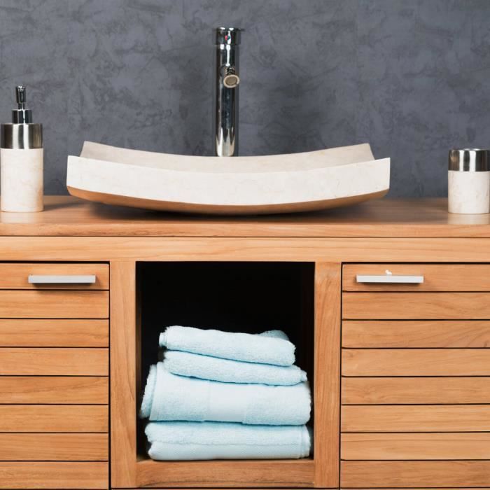 grande vasque crème 50cm à poser rectangle en marbre genes poli
