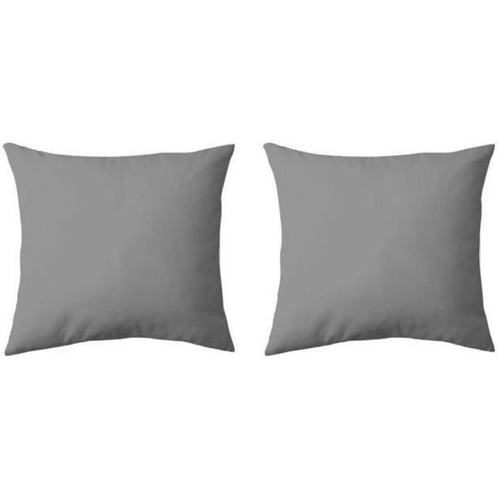 COTE DECO Lot de 2 Taies d'Oreillers Microfibre 63x63 cm - Gris anthracite