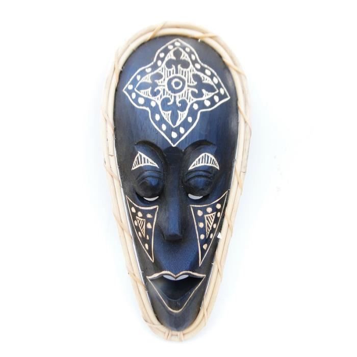 Masque Sculpté Tête D'Éléphant En Bois De Balsa - Décoration Murale 30x32x12 Cm - Artisanat Indonésien